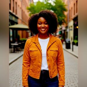 White House Black Market Women's Utility Jacket in Orange